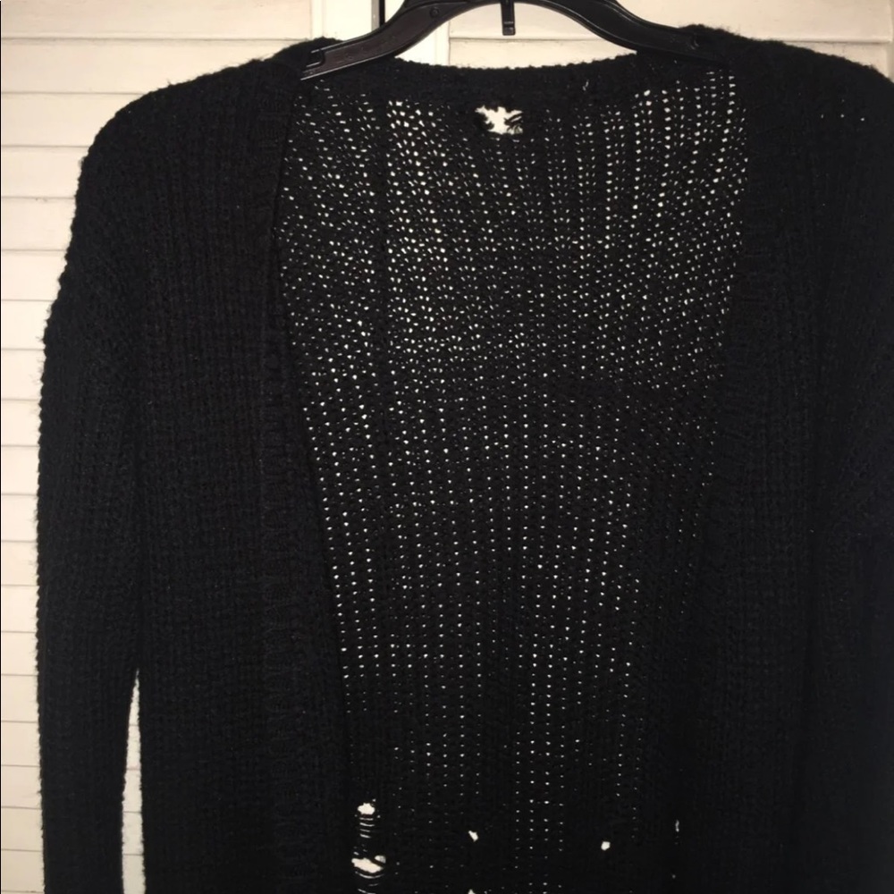 Distressed Black Cardigan